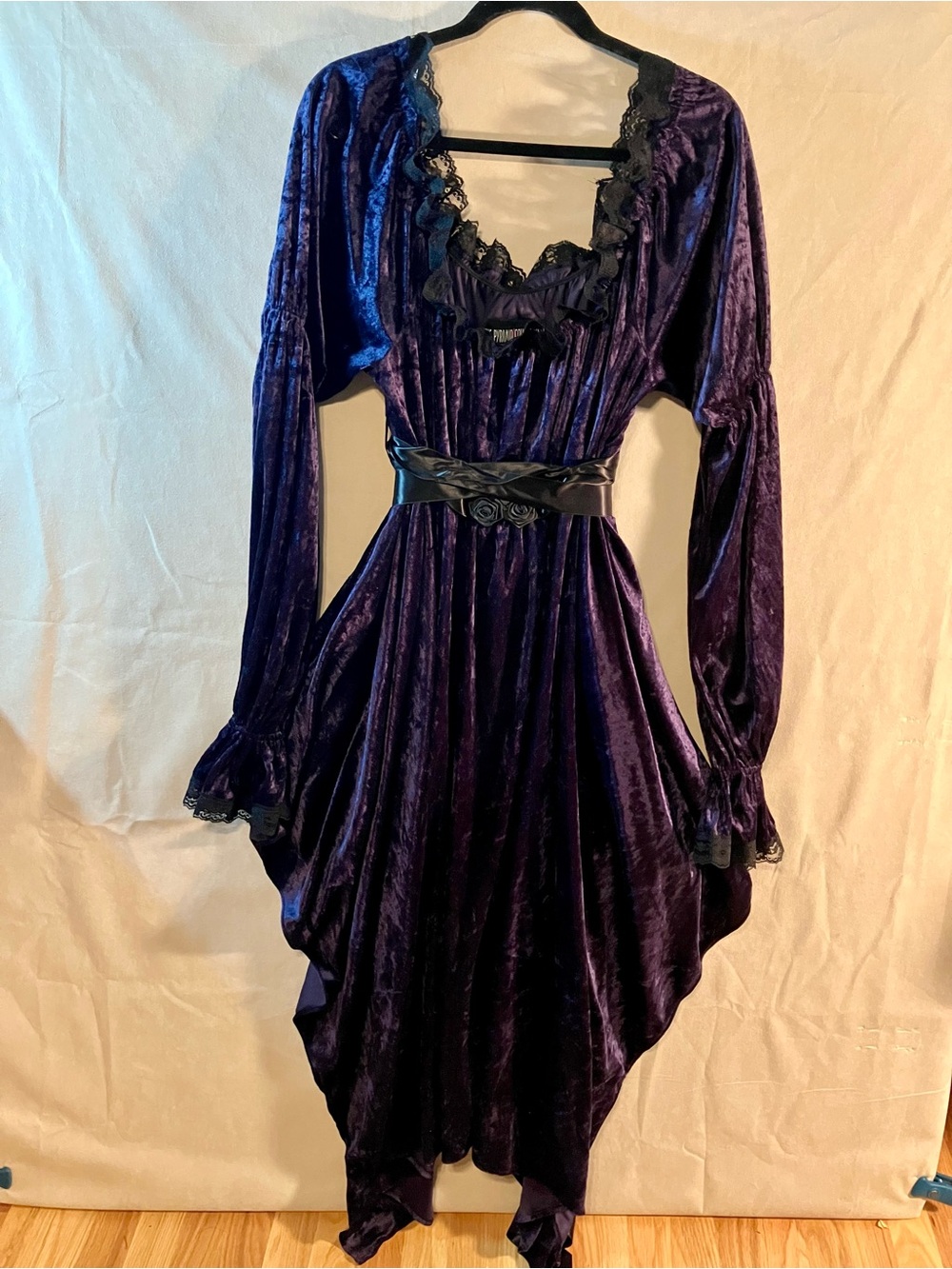 The Pyramid Collection Purple Velvet Maxi Dress Flared Whimsigoth Ren Faire Sz S